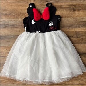 Disney Minnie Mouse Black and White Dress with Red Bow